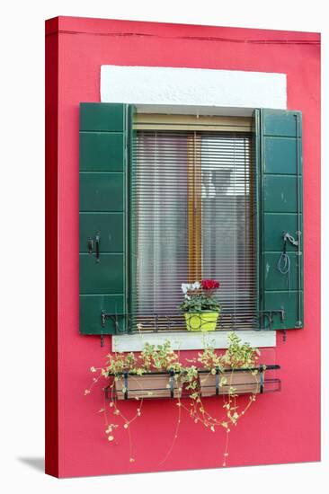 Italy, Veneto, Venice, Burano. Typical Window on a Colorful House-Matteo Colombo-Stretched Canvas