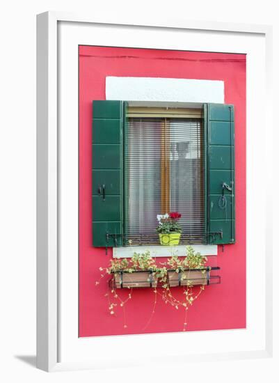 Italy, Veneto, Venice, Burano. Typical Window on a Colorful House-Matteo Colombo-Framed Photographic Print