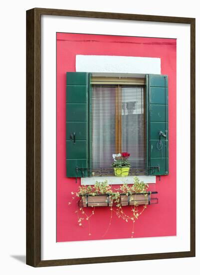 Italy, Veneto, Venice, Burano. Typical Window on a Colorful House-Matteo Colombo-Framed Photographic Print