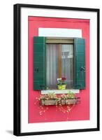 Italy, Veneto, Venice, Burano. Typical Window on a Colorful House-Matteo Colombo-Framed Photographic Print