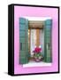 Italy, Veneto, Venice, Burano. Typical Window on a Colorful House-Matteo Colombo-Framed Stretched Canvas