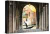 Italy, Veneto, Venice. Gondola Passing on Grand Canal Seen from a Colonnade-Matteo Colombo-Stretched Canvas