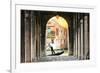 Italy, Veneto, Venice. Gondola Passing on Grand Canal Seen from a Colonnade-Matteo Colombo-Framed Photographic Print