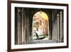 Italy, Veneto, Venice. Gondola Passing on Grand Canal Seen from a Colonnade-Matteo Colombo-Framed Photographic Print