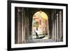 Italy, Veneto, Venice. Gondola Passing on Grand Canal Seen from a Colonnade-Matteo Colombo-Framed Photographic Print