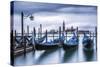 Italy, Veneto, Venice. Gondolas at Dawn with San Giorgio Maggiore Church on the Background.-ClickAlps-Stretched Canvas