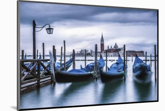 Italy, Veneto, Venice. Gondolas at Dawn with San Giorgio Maggiore Church on the Background.-ClickAlps-Mounted Photographic Print