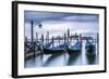 Italy, Veneto, Venice. Gondolas at Dawn with San Giorgio Maggiore Church on the Background.-ClickAlps-Framed Photographic Print