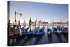 Italy, Veneto, Venice. Gondolas Tied to the Pier at the Bacino Di San Marco-Ken Scicluna-Stretched Canvas