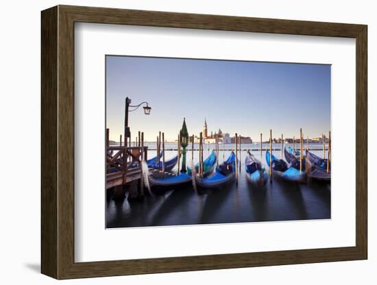 Italy, Veneto, Venice. Gondolas Tied to the Pier at the Bacino Di San Marco-Ken Scicluna-Framed Photographic Print