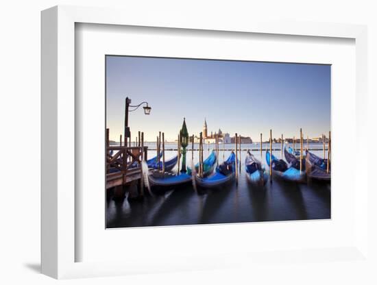 Italy, Veneto, Venice. Gondolas Tied to the Pier at the Bacino Di San Marco-Ken Scicluna-Framed Photographic Print