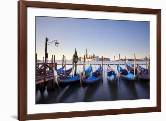 Italy, Veneto, Venice. Gondolas Tied to the Pier at the Bacino Di San Marco-Ken Scicluna-Framed Photographic Print