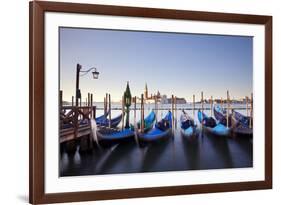 Italy, Veneto, Venice. Gondolas Tied to the Pier at the Bacino Di San Marco-Ken Scicluna-Framed Photographic Print