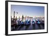 Italy, Veneto, Venice. Gondolas Tied to the Pier at the Bacino Di San Marco-Ken Scicluna-Framed Photographic Print