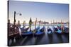 Italy, Veneto, Venice. Gondolas Tied to the Pier at the Bacino Di San Marco-Ken Scicluna-Stretched Canvas