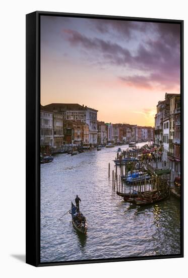 Italy, Veneto, Venice. Grand Canal at Sunset from Rialto Bridge-Matteo Colombo-Framed Stretched Canvas