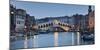 Italy, Veneto, Venice, Grand Canal, Rialto Bridge, Lighting, Evening-Rainer Mirau-Mounted Photographic Print