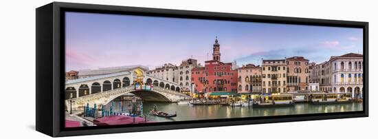 Italy, Veneto, Venice. Rialto Bridge at Dusk, High Angle View-Matteo Colombo-Framed Stretched Canvas