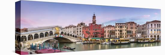 Italy, Veneto, Venice. Rialto Bridge at Dusk, High Angle View-Matteo Colombo-Stretched Canvas