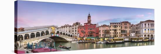 Italy, Veneto, Venice. Rialto Bridge at Dusk, High Angle View-Matteo Colombo-Stretched Canvas