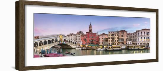 Italy, Veneto, Venice. Rialto Bridge at Dusk, High Angle View-Matteo Colombo-Framed Photographic Print