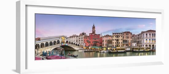 Italy, Veneto, Venice. Rialto Bridge at Dusk, High Angle View-Matteo Colombo-Framed Photographic Print