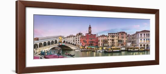 Italy, Veneto, Venice. Rialto Bridge at Dusk, High Angle View-Matteo Colombo-Framed Photographic Print