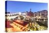 Italy, Veneto, Venice. Rialto Bridge at Dusk, High Angle View-Matteo Colombo-Stretched Canvas