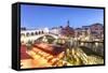 Italy, Veneto, Venice. Rialto Bridge at Dusk, High Angle View-Matteo Colombo-Framed Stretched Canvas