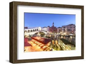 Italy, Veneto, Venice. Rialto Bridge at Dusk, High Angle View-Matteo Colombo-Framed Photographic Print