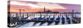 Italy, Veneto, Venice. Row of Gondolas Moored at Sunrise on Riva Degli Schiavoni-Matteo Colombo-Stretched Canvas