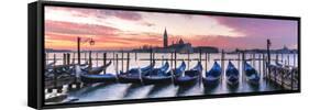 Italy, Veneto, Venice. Row of Gondolas Moored at Sunrise on Riva Degli Schiavoni-Matteo Colombo-Framed Stretched Canvas