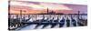 Italy, Veneto, Venice. Row of Gondolas Moored at Sunrise on Riva Degli Schiavoni-Matteo Colombo-Stretched Canvas