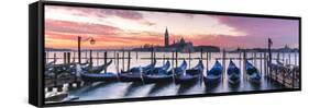 Italy, Veneto, Venice. Row of Gondolas Moored at Sunrise on Riva Degli Schiavoni-Matteo Colombo-Framed Stretched Canvas