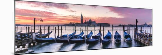 Italy, Veneto, Venice. Row of Gondolas Moored at Sunrise on Riva Degli Schiavoni-Matteo Colombo-Mounted Photographic Print