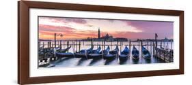 Italy, Veneto, Venice. Row of Gondolas Moored at Sunrise on Riva Degli Schiavoni-Matteo Colombo-Framed Photographic Print