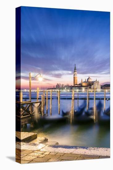 Italy, Veneto, Venice. Row of Gondolas Moored at Sunrise on Riva Degli Schiavoni-Matteo Colombo-Stretched Canvas