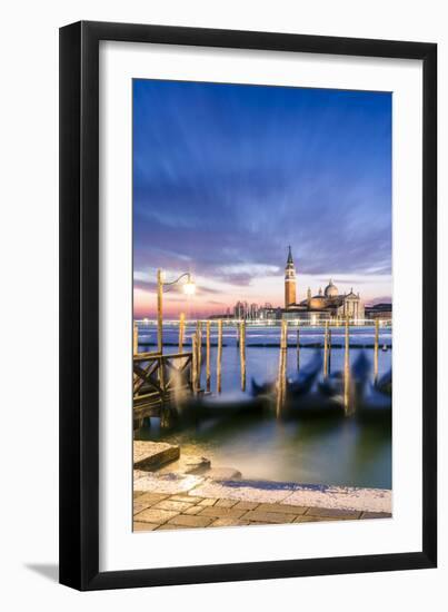 Italy, Veneto, Venice. Row of Gondolas Moored at Sunrise on Riva Degli Schiavoni-Matteo Colombo-Framed Photographic Print