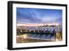 Italy, Veneto, Venice. Row of Gondolas Moored at Sunrise on Riva Degli Schiavoni-Matteo Colombo-Framed Photographic Print