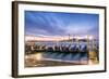 Italy, Veneto, Venice. Row of Gondolas Moored at Sunrise on Riva Degli Schiavoni-Matteo Colombo-Framed Photographic Print