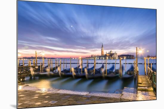 Italy, Veneto, Venice. Row of Gondolas Moored at Sunrise on Riva Degli Schiavoni-Matteo Colombo-Mounted Photographic Print