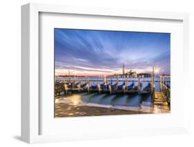 Italy, Veneto, Venice. Row of Gondolas Moored at Sunrise on Riva Degli Schiavoni-Matteo Colombo-Framed Photographic Print