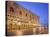 Italy, Veneto, Venice, St. Mark's Square, Doge's Palace, Lighting, Dusk-Rainer Mirau-Stretched Canvas