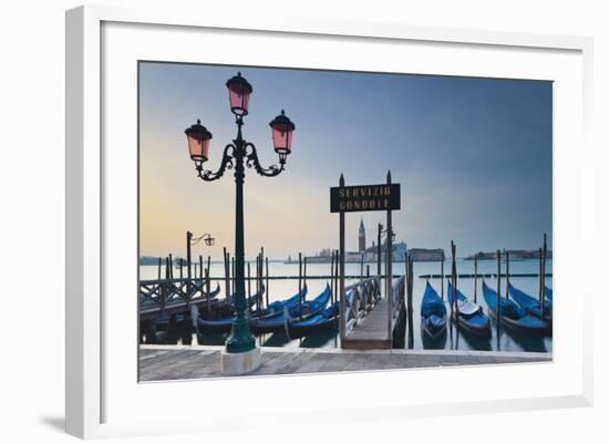 Italy, Veneto, Venice, St. Mark's Square, Gondolas, San Giorgio Maggiore, Lagoon, Evening Mood-Rainer Mirau-Framed Photographic Print