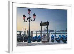 Italy, Veneto, Venice, St. Mark's Square, Gondolas, San Giorgio Maggiore, Lagoon, Evening Mood-Rainer Mirau-Framed Photographic Print