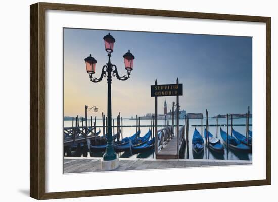 Italy, Veneto, Venice, St. Mark's Square, Gondolas, San Giorgio Maggiore, Lagoon, Evening Mood-Rainer Mirau-Framed Photographic Print