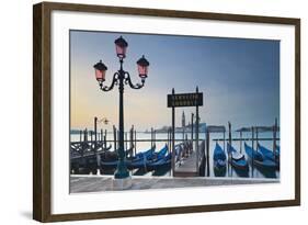 Italy, Veneto, Venice, St. Mark's Square, Gondolas, San Giorgio Maggiore, Lagoon, Evening Mood-Rainer Mirau-Framed Photographic Print