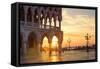 Italy, Veneto, Venice. Sunrise over Piazzetta San Marco and Doges Palace-Matteo Colombo-Framed Stretched Canvas