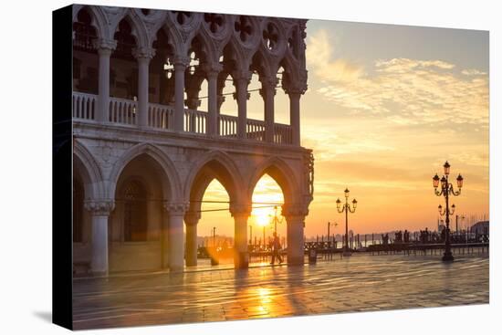 Italy, Veneto, Venice. Sunrise over Piazzetta San Marco and Doges Palace-Matteo Colombo-Stretched Canvas