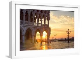 Italy, Veneto, Venice. Sunrise over Piazzetta San Marco and Doges Palace-Matteo Colombo-Framed Photographic Print